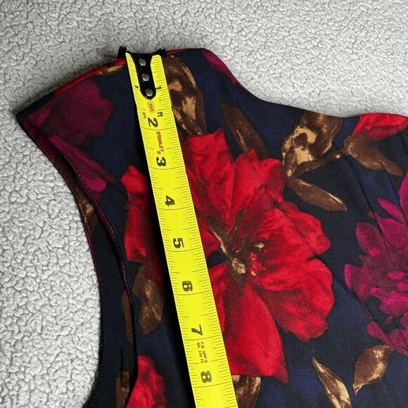 Chaps Dress Womens XL Dark Floral Ruched Cap Sleeve Surplice Sheath Stretch - Picture 9 of 10